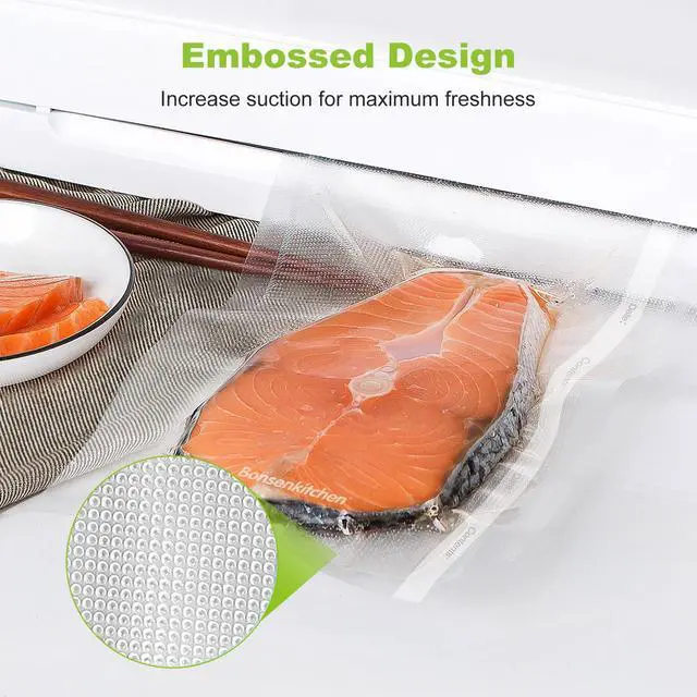 Alt view image 2 of 7 - Vacuum Sealer Bags, 8" x 50' Rolls 2 pack for Food Storage Saver, Bpa Free, Heavy Duty, Commercial Grade Textured Food Roll, Customized Size Bag for Sous Vide Cooking,VB3209