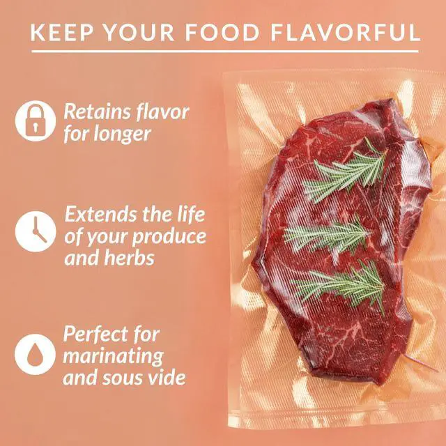 Alt view image 7 of 7 - Lock Vacuum Sealer Bags - Set of 2 8x50 Inch BPA-Free Rolls - Food Saver Vac Seal for Sous Vide & Meal Prep - Commercial Grade Foodsaver Bag