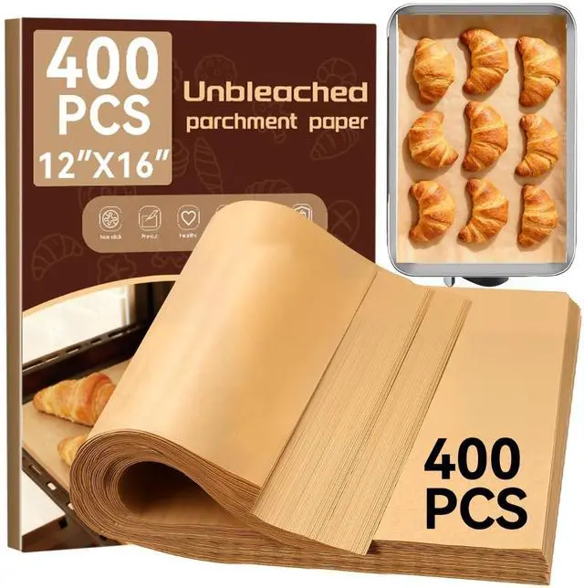 Main image of 400PCS Parchment Paper Baking Sheets, 12"x16" Unbleached Precut Half Parchment Paper for Baking, Non-Stick Baking Paper for Baking, Grillin, Steaming Bread Cookies, Oven, Air Fryer, Microwave