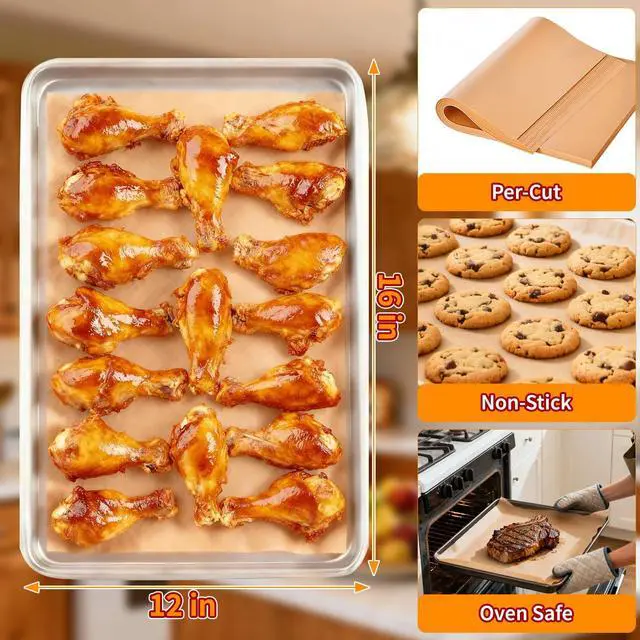 Alt view image 2 of 7 - 400PCS Parchment Paper Baking Sheets, 12"x16" Unbleached Precut Half Parchment Paper for Baking, Non-Stick Baking Paper for Baking, Grillin, Steaming Bread Cookies, Oven, Air Fryer, Microwave