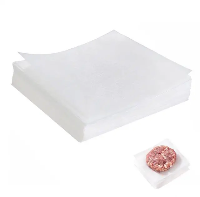 Main image of 100Pcs 6" x 6" Unbleached Parchment Paper, Burger Patty Paper, Non-Stick Squares Wax Paper Sheets for Seperating Patty, Cookies, Baking, Wrapping Candies