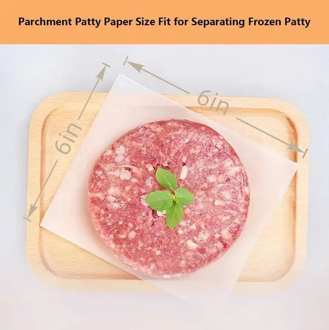 Alt view image 2 of 7 - 100Pcs 6" x 6" Unbleached Parchment Paper, Burger Patty Paper, Non-Stick Squares Wax Paper Sheets for Seperating Patty, Cookies, Baking, Wrapping Candies