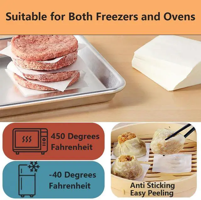 Alt view image 4 of 7 - 100Pcs 6" x 6" Unbleached Parchment Paper, Burger Patty Paper, Non-Stick Squares Wax Paper Sheets for Seperating Patty, Cookies, Baking, Wrapping Candies