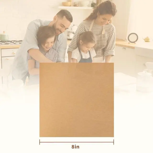 Alt view image 2 of 6 - 100pcs 8x8 inch Unbleached Parchment Paper Sheets for baking, Squares Precut Brown Non-Stick Baking Parchment Hamburger Patty Paper Liners for Oven, Bread pan, Cakes pans, Air Fryer Liners