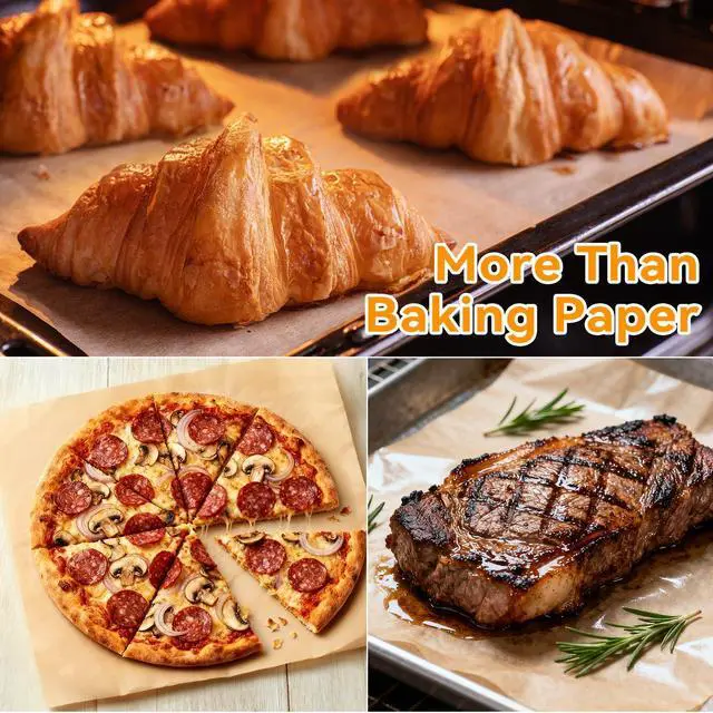 Alt view image 3 of 6 - 100pcs 8x8 inch Unbleached Parchment Paper Sheets for baking, Squares Precut Brown Non-Stick Baking Parchment Hamburger Patty Paper Liners for Oven, Bread pan, Cakes pans, Air Fryer Liners