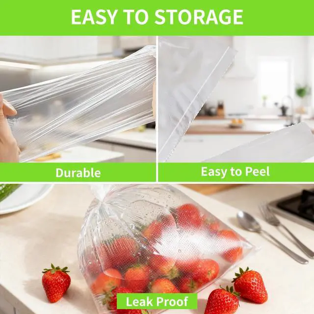 Alt view image 2 of 7 - Food Storage Bags, 12" x 16" Clear Plastic Produce Bags, for Food, Fruit, Vegetable, Kitchen, Refrigerator Storage, 350 Bags/Roll (1 Roll)