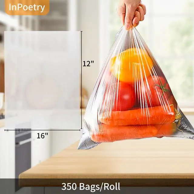 Alt view image 3 of 7 - Food Storage Bags, 12" x 16" Clear Plastic Produce Bags, for Food, Fruit, Vegetable, Kitchen, Refrigerator Storage, 350 Bags/Roll (1 Roll)