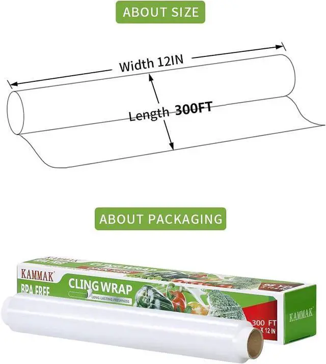 Alt view image 4 of 7 - Plastic Wrap, Food Wrap with Slide Cutter, Cling Wrap 12 inch Food Service Clear Cling Film 2 Pack 300 Square FT Roll BPA-Free Microwave-Safe Kitchen Wrap Quick Cut Plastic Film