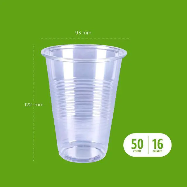 Alt view image 4 of 6 - Disposable Clear Plastic Cups for Cold Drinks, BPA-Free, Easy to Hold, 16oz, 50 Count