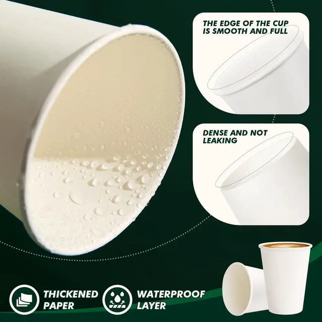 Alt view image 4 of 7 - Paper Coffee Cups 12 oz 100 Pack Disposable Hot Coffee Cup 12oz White To Go Cups for Hot Drinks, Coffee, Travel, Parties, Events
