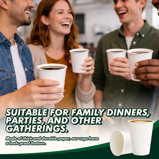 Alt view image 6 of 7 - Paper Coffee Cups 12 oz 100 Pack Disposable Hot Coffee Cup 12oz White To Go Cups for Hot Drinks, Coffee, Travel, Parties, Events