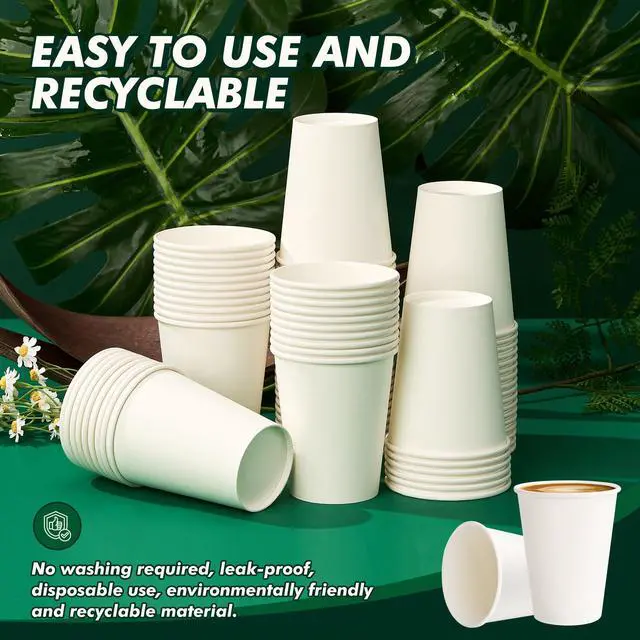 Alt view image 3 of 7 - Paper Coffee Cups 12 oz 100 Pack Disposable Hot Coffee Cup 12oz White To Go Cups for Hot Drinks, Coffee, Travel, Parties, Events