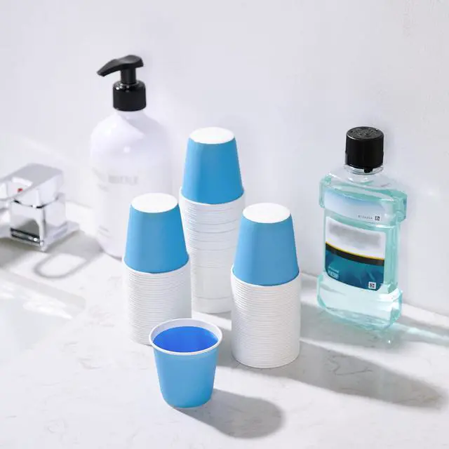 Alt view image 2 of 7 - 3oz Disposable Paper Cups 1200Pack, Small Bathroom Cups Bulk, Small Blue Paper Mouthwash Tumblers Perfect for Bathroom, Party, Picnic, Travel and Events