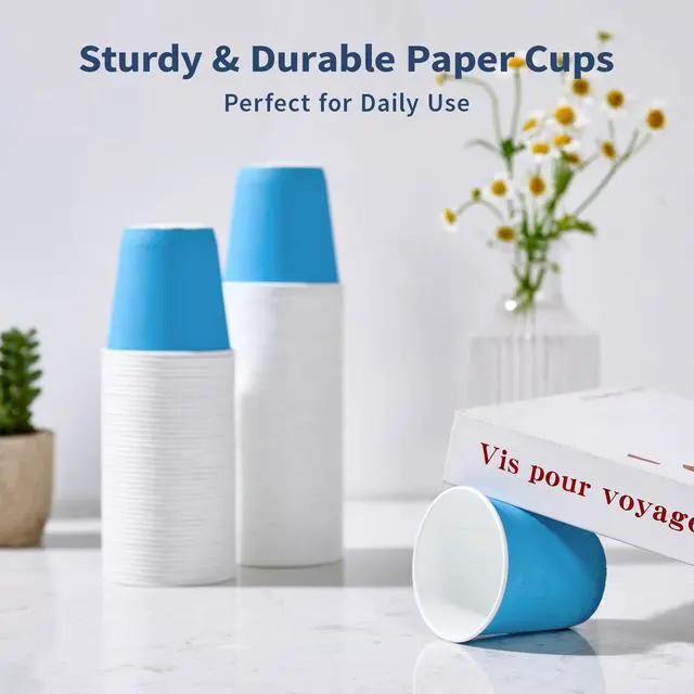 Alt view image 5 of 7 - 3oz Disposable Paper Cups 1200Pack, Small Bathroom Cups Bulk, Small Blue Paper Mouthwash Tumblers Perfect for Bathroom, Party, Picnic, Travel and Events