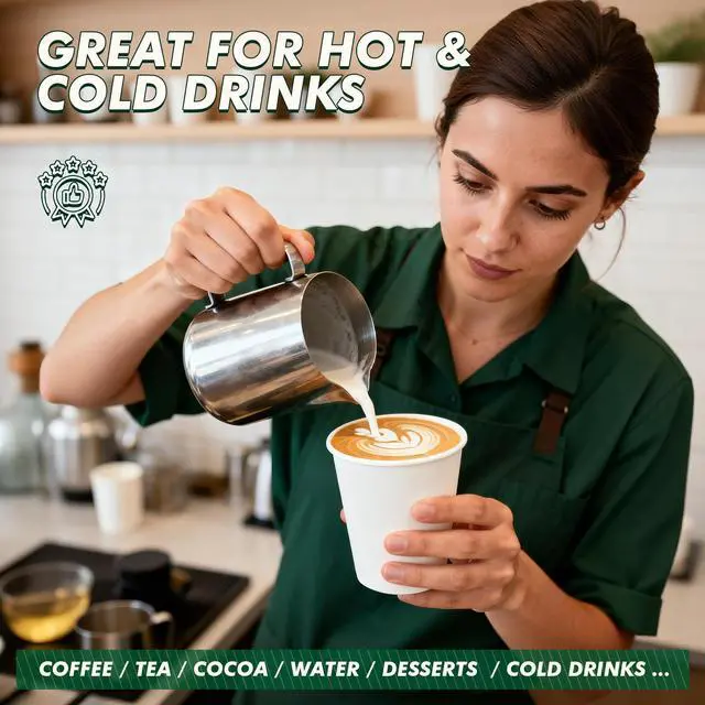 Alt view image 2 of 7 - Paper Coffee Cups 12 oz 100 Pack Disposable Hot Coffee Cup 12oz White To Go Cups for Hot Drinks, Coffee, Travel, Parties, Events