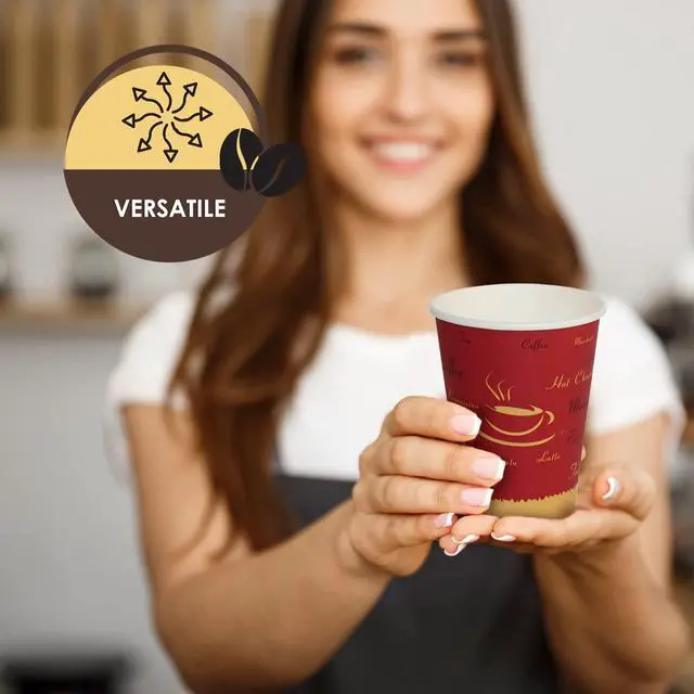 Alt view image 4 of 5 - Disposable Coffee Cups, Single-Use Paper Cups, To-Go Hot Beverage Cups for Espresso Coffee Tea Hot Chocolate, Leak Resistant, Cafe & Home Use (50, 12oz)