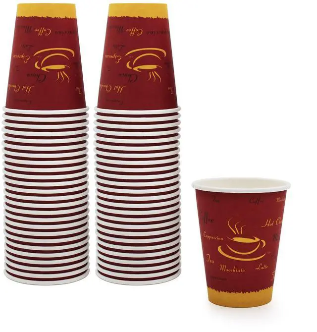 Main image of Disposable Coffee Cups, Single-Use Paper Cups, To-Go Hot Beverage Cups for Espresso Coffee Tea Hot Chocolate, Leak Resistant, Cafe & Home Use (50, 12oz)