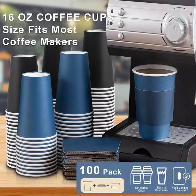 Alt view image 6 of 7 - 100 Pack 16 oz Disposable Coffee Cups with Lids and Sleeves, To Go Paper Cups, Hot & Cold Drinking Cups for Tea, Coffee, Water, Hot Chocolate, Paper Coffee Cups Ideal for Home,Cafes,Store