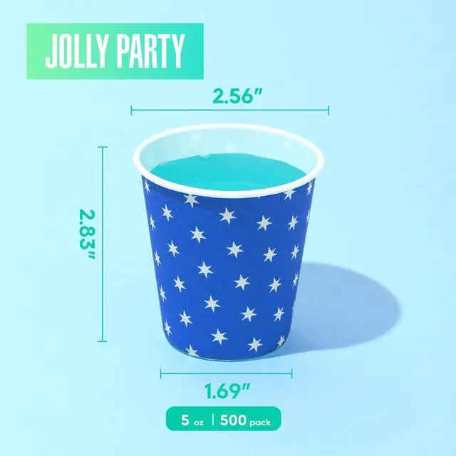 Alt view image 2 of 7 - 500 Pack 5oz Paper Cups, Multicolor Paper Disposable Cups, Small Mouthwash Cups, Cold Beverage Drinking Cup for Party,Travel and Event (Stars)