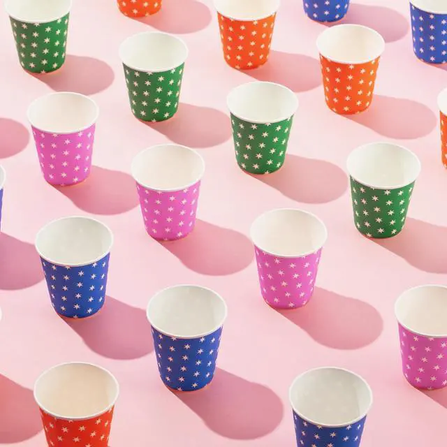 Alt view image 7 of 7 - 500 Pack 5oz Paper Cups, Multicolor Paper Disposable Cups, Small Mouthwash Cups, Cold Beverage Drinking Cup for Party,Travel and Event (Stars)
