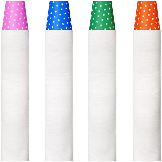 Main image of 500 Pack 5oz Paper Cups, Multicolor Paper Disposable Cups, Small Mouthwash Cups, Cold Beverage Drinking Cup for Party,Travel and Event (Stars)