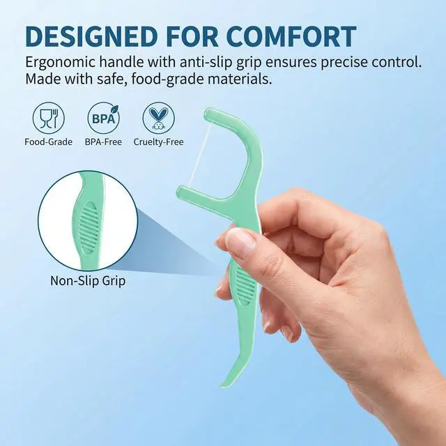 Alt view image 6 of 7 - Dental Floss Picks Extra Strong Flosser Pick Toothpicks Fresh Mint 200 Count
