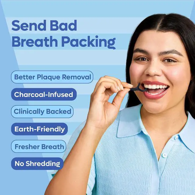 Alt view image 4 of 7 - Eco-Friendly Dental Floss Picks (200ct) - Flossers Made with Straw Wheat Blend, Natural Teeth Whitening, Tooth Pick Stick for Adults, Soft on Gums, Activated Bamboo Charcoal Floss Thread