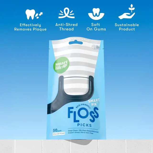 Alt view image 5 of 7 - Eco-Friendly Dental Floss Picks (200ct) - Flossers Made with Straw Wheat Blend, Natural Teeth Whitening, Tooth Pick Stick for Adults, Soft on Gums, Activated Bamboo Charcoal Floss Thread