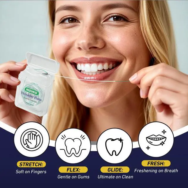 Alt view image 7 of 7 - Threader Floss,2-in-1 Dental Floss for Braces, Bridges & Implants,Easy Threading Design,130 Count PTFE & PFAS Free Expanding Floss for Deep Cleaning (65 Count(Pack of 2), Light Mint)
