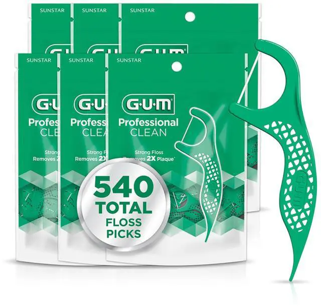 Main image of Professional Clean Dental Floss Picks, Extra-Strong Shred-Resistant Flossers with Easy-Grip Handle, Fresh Mint Flavor, 90 Count (Pack of 6) 540Total