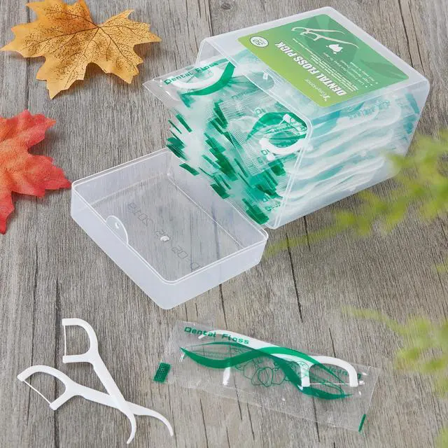 Alt view image 3 of 7 - Dental Floss Picks, 2 Travel Floss Cases,100 Counts,Each Individually Wrapped, Dental Flossers,Floss Sticks,Tooth Floss,Dental Sticks,Teeth Flossers Picks, Gift 1 Mini Toothpick Box.