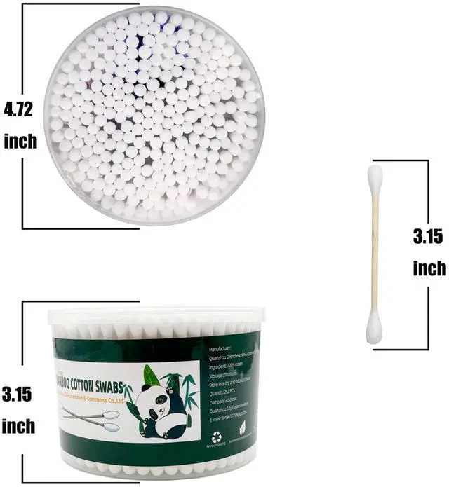 Alt view image 5 of 7 - Thick Cotton Swabs,XL Size Natural Bamboo Cotton Buds,Organic Biodegradable, Large Double Tips Swabs, Extra Absorbent Cotton Swabs For Cleaning