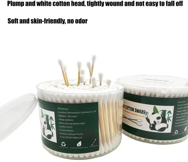 Alt view image 4 of 7 - Thick Cotton Swabs,XL Size Natural Bamboo Cotton Buds,Organic Biodegradable, Large Double Tips Swabs, Extra Absorbent Cotton Swabs For Cleaning