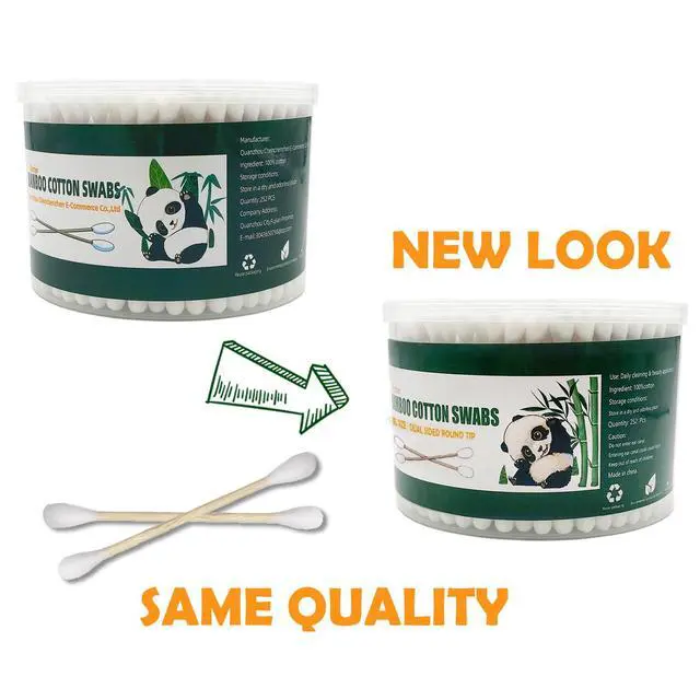 Alt view image 3 of 7 - Thick Cotton Swabs,XL Size Natural Bamboo Cotton Buds,Organic Biodegradable, Large Double Tips Swabs, Extra Absorbent Cotton Swabs For Cleaning