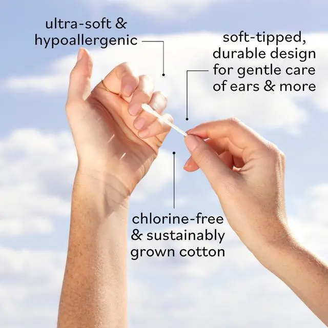 Alt view image 4 of 6 - Organic Cotton Swabs, 1000 ct. - Ultra Soft Tips - Strong & Durable - Hypoallergenic - Chlorine Free - Sustainable - Natural, Vegan & Cruelty Free - Skin Care & Self Care