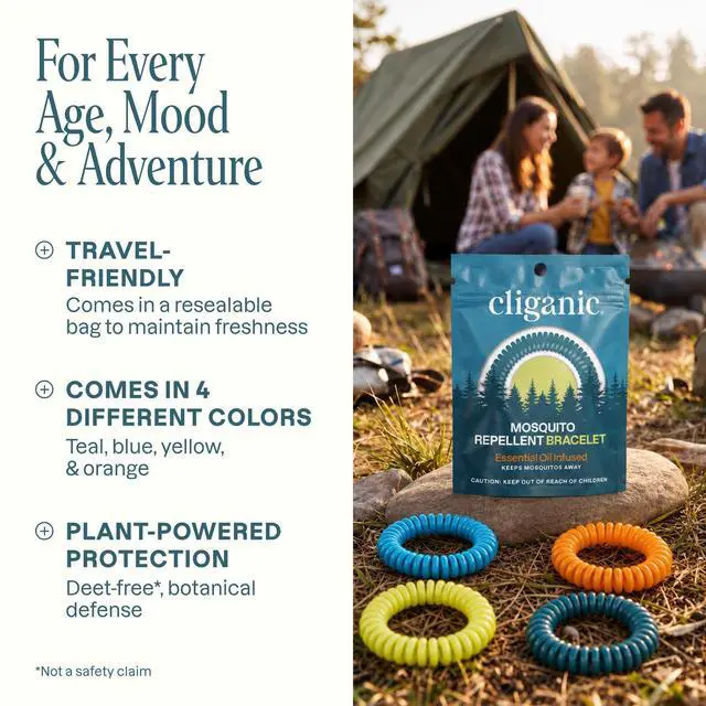 Alt view image 2 of 7 - 10 Pack Mosquito Repellent Bracelets for Adults & Kids - Natural DEET-Free Bands, Individually Wrapped