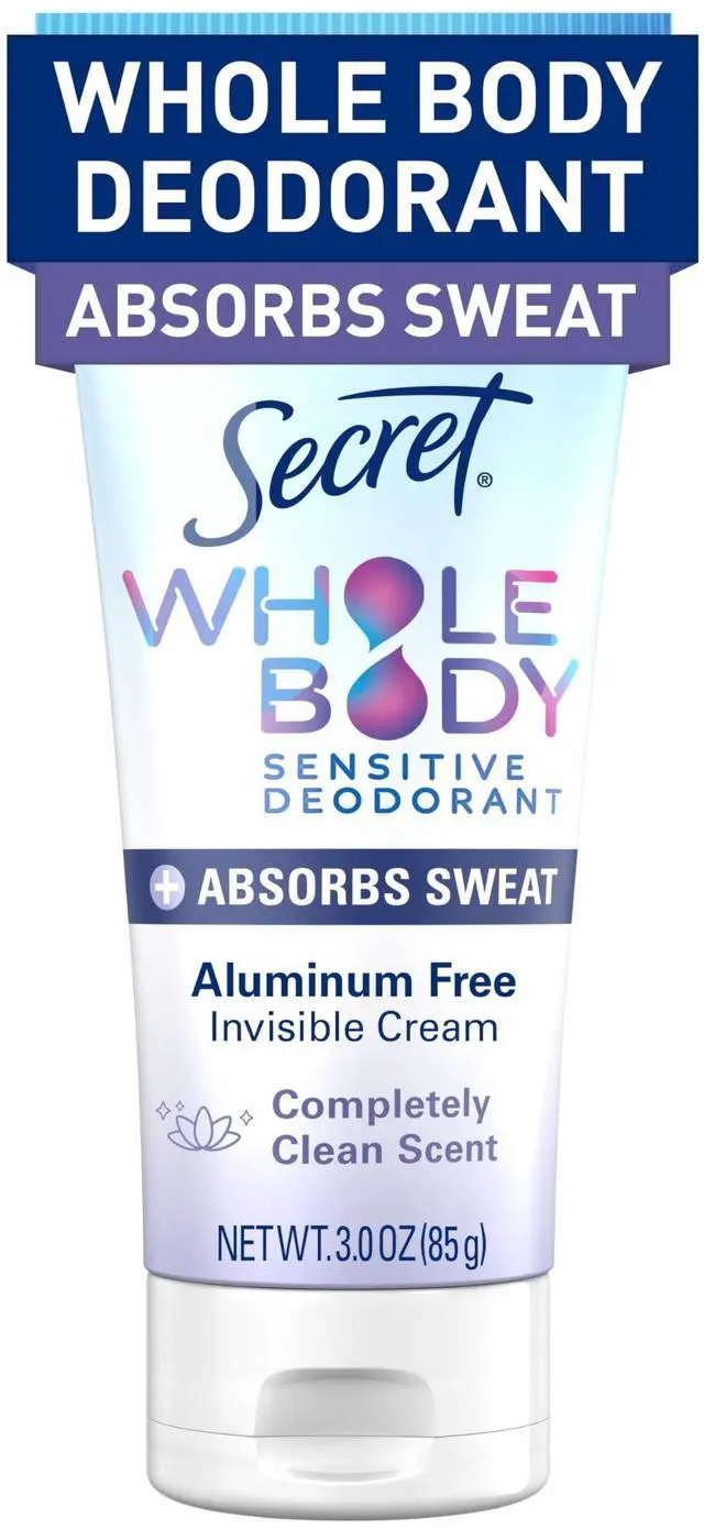 Main image of Whole Body Deodorant Dry Feel Cream + Absorbs Sweat for Women, Completely Clean Scent, Aluminum Free Deodorant, 72 HR Odor Protection, 3.0 oz