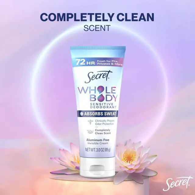 Alt view image 7 of 7 - Whole Body Deodorant Dry Feel Cream + Absorbs Sweat for Women, Completely Clean Scent, Aluminum Free Deodorant, 72 HR Odor Protection, 3.0 oz