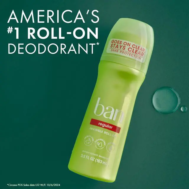 Alt view image 5 of 7 - Invisible Roll-on Antiperspirant Deodorant for Women and Men, 24-hour Underarm Odor & Sweat Protection, Regular Scent, 3.5 Oz, Pack of 2