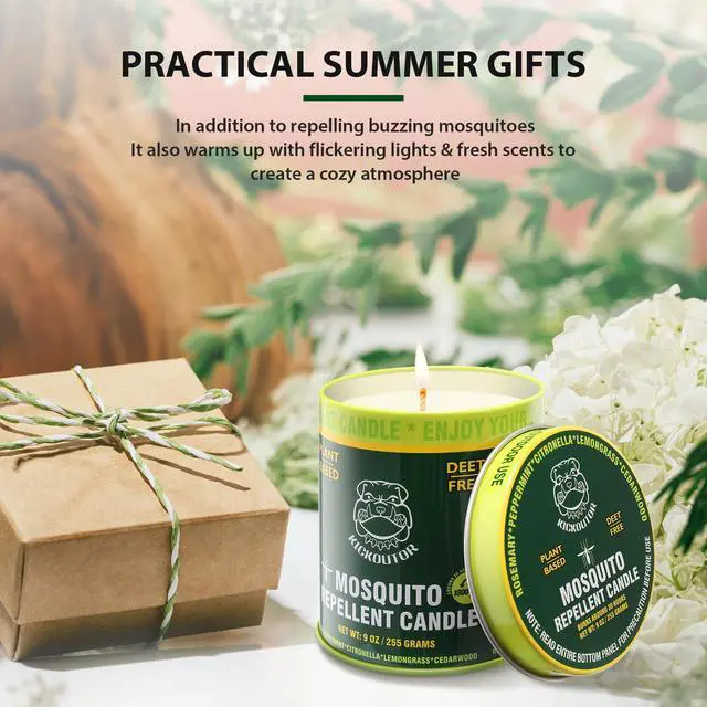 Alt view image 4 of 7 - Mosquito Repellent Citronella Candles Outdoor, 2-Pack | Total 18 Ounce 60-Hour DEET-Free Bug Protection for Patio Camping Picnic Backyard Room, Infused with 5 Plant Essential Oils