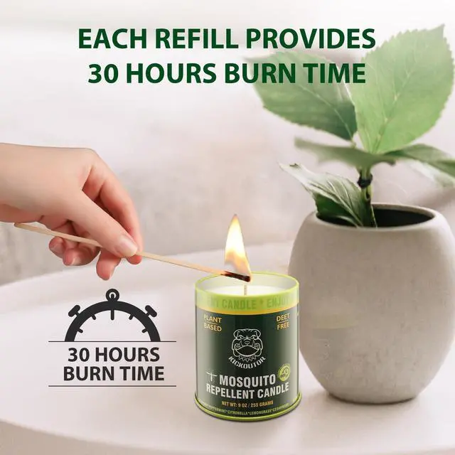 Alt view image 6 of 7 - Mosquito Repellent Citronella Candles Outdoor, 2-Pack | Total 18 Ounce 60-Hour DEET-Free Bug Protection for Patio Camping Picnic Backyard Room, Infused with 5 Plant Essential Oils