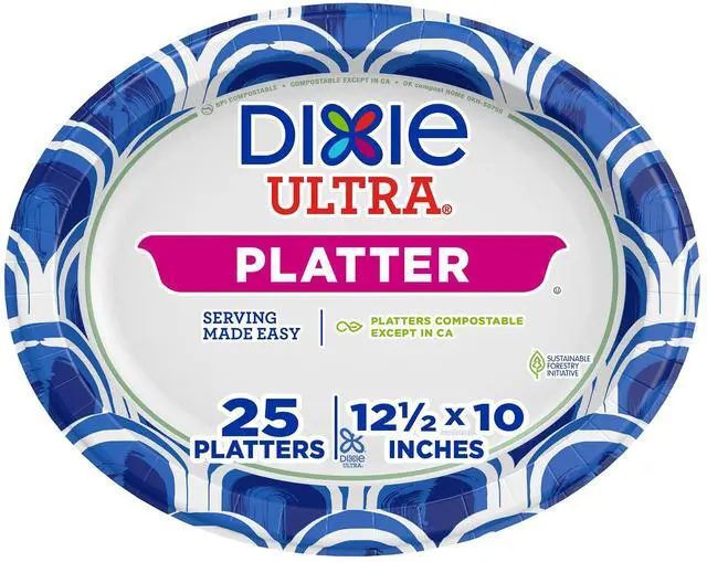 Main image of Disposable Paper Platters, 10" x 12.5", 25 Count Durable, Sturdy Design