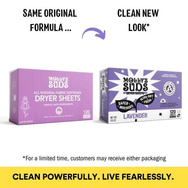 Alt view image 2 of 7 - Fabric Softener Dryer Sheets for Sensitive Skin | Plant-Based Static Reducer, Plastic-Free Packaging | Lavender (120 Sheets)