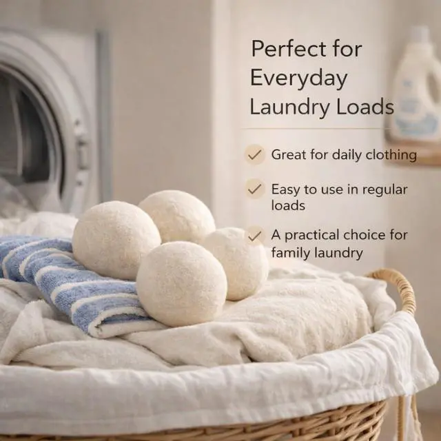 Alt view image 4 of 7 - Wool Dryer Balls 6 Pack, 100% New Zealand Wool, Reusable Dryer Balls for Laundry, Natural Fabric Softener, Helps Reduce Drying Time, Wrinkles & Static Cling, 2.6 Inch
