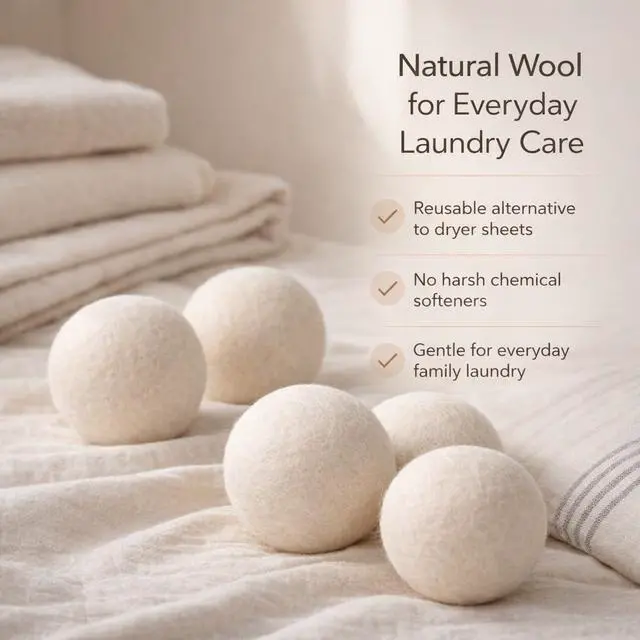 Alt view image 3 of 7 - Wool Dryer Balls 6 Pack, 100% New Zealand Wool, Reusable Dryer Balls for Laundry, Natural Fabric Softener, Helps Reduce Drying Time, Wrinkles & Static Cling, 2.6 Inch