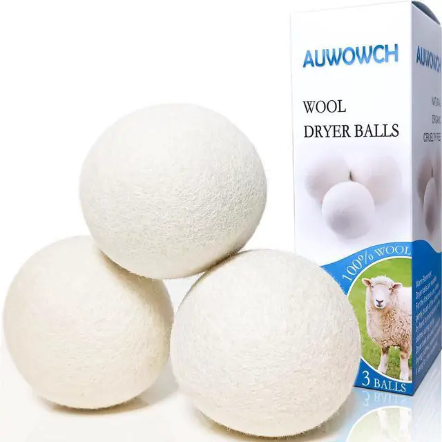 Main image of Wool Dryer Balls, 3 Count XL Dryer Lint Balls, Reusable Premium Natural Fabric Softener, Efficiently Add Essential Oils Instead of Dryer Sheets, Laundry Room Organization Essentials
