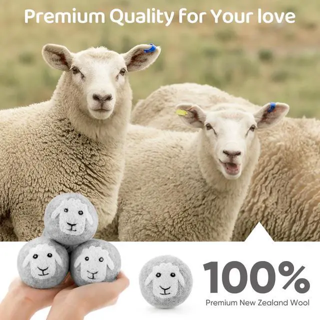 Alt view image 3 of 7 - Wool Dryer Balls 6 Pack, Natural Fabric Softener, Dryer Balls Laundry Reusable, Reduces Clothing Wrinkles and Saves Drying Time (Gray)