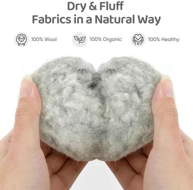Alt view image 4 of 7 - Wool Dryer Balls 6 Pack, Natural Fabric Softener, Dryer Balls Laundry Reusable, Reduces Clothing Wrinkles and Saves Drying Time (Gray)