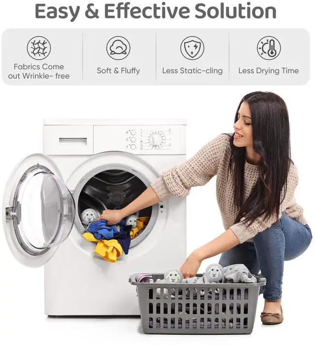 Alt view image 2 of 7 - Wool Dryer Balls 6 Pack, Natural Fabric Softener, Dryer Balls Laundry Reusable, Reduces Clothing Wrinkles and Saves Drying Time (Gray)