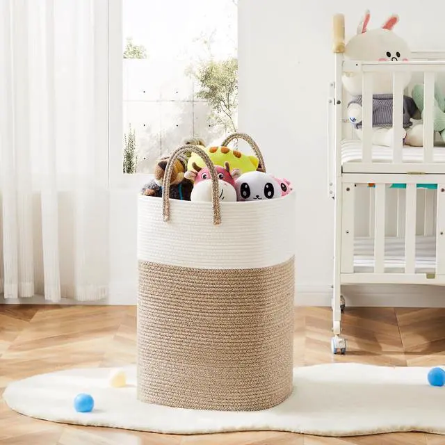 Alt view image 6 of 6 - Laundry Basket,Woven Cotton Rope Laundry Hamper,Versatile Storage for Dirty Clothes,Baby Toys,and Blankets in Bathroom, Nursery,and Living Room (Brown, 60L)